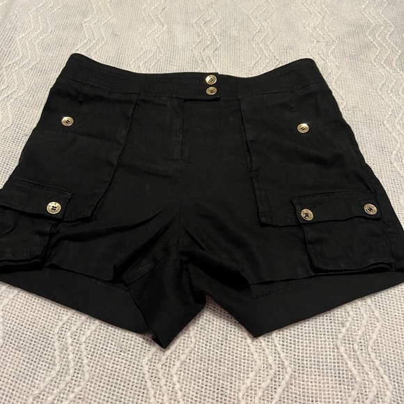 #1056. Bebe Black Flair Cargo Shorts with Button and Pocket Details. Size M - Picture 1 of 8